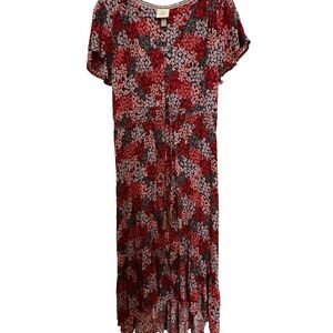 Knox Rose Maxi Dress M Boho Tassels Flutter Sleeve Tiered Floral